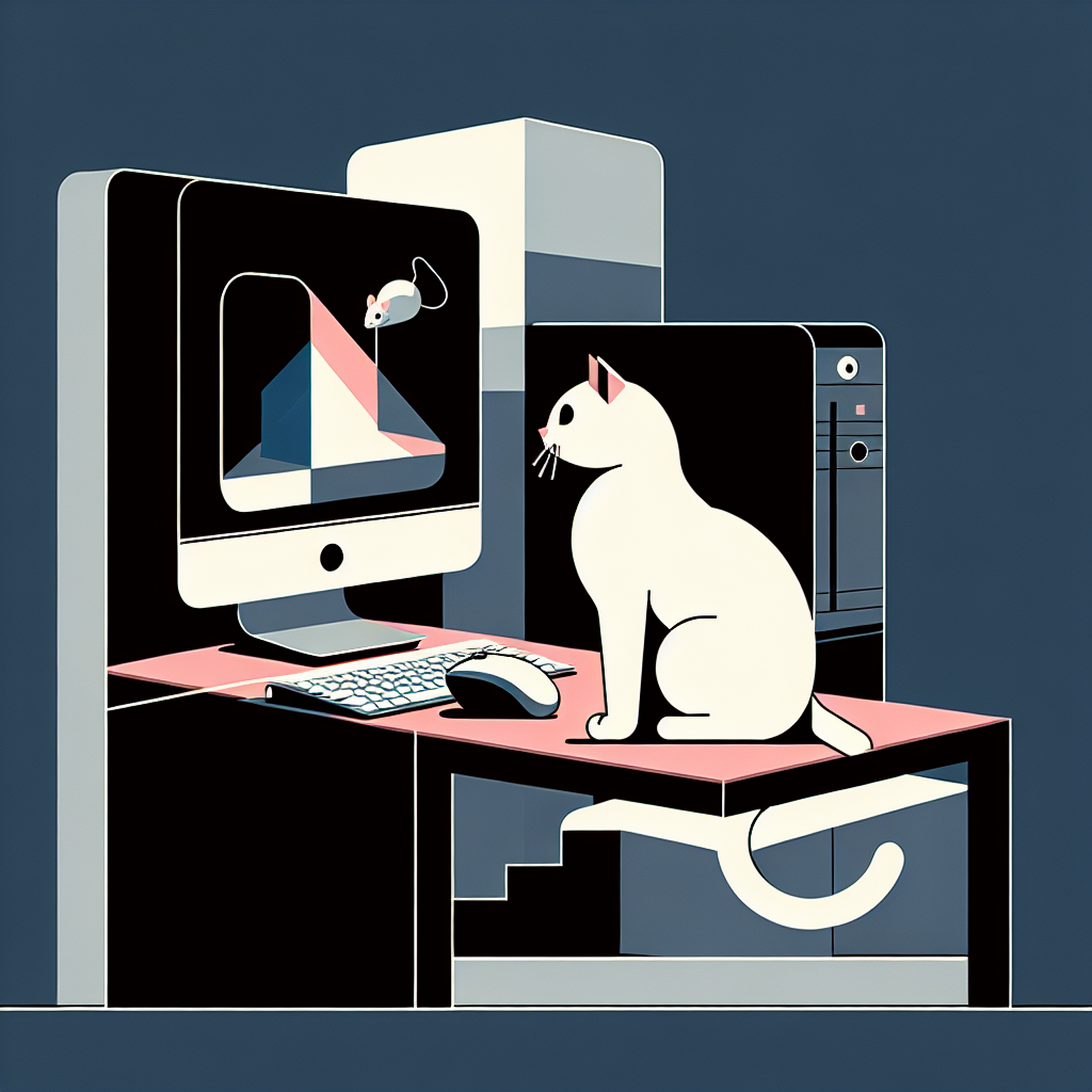 Why did the white cat sit on the computer? Because it wanted to keep an eye on the mouse!